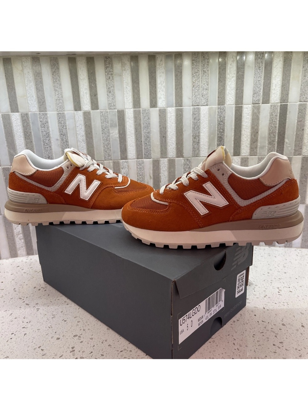 New Balance Orange Suede & Mesh Retro Runner - Picture 2 of 5